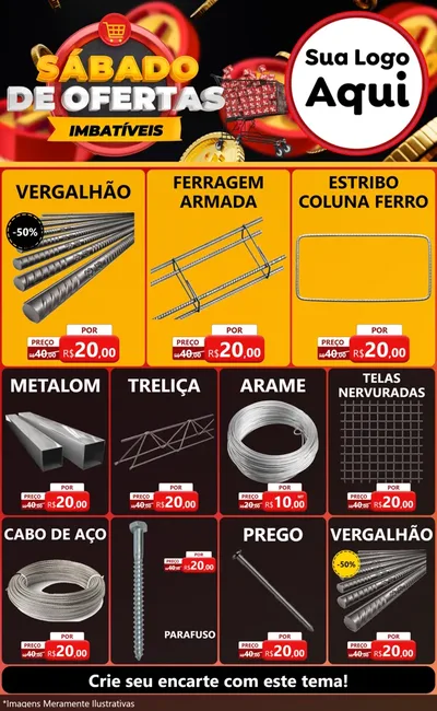 Modelo de Encarte para Encarte Grande com o tema Sábado de Ofertas Imbatíveis para Ferragens