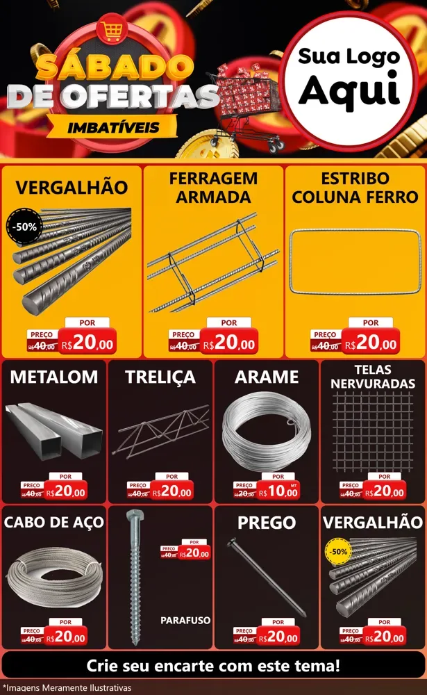 Modelo de Encarte para Encarte Grande com o tema Sábado de Ofertas Imbatíveis para Ferragens