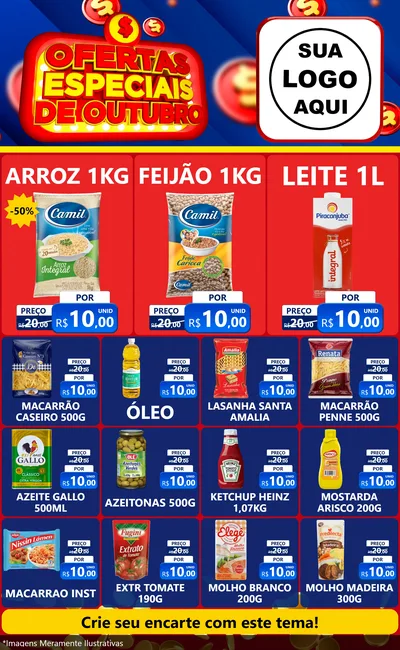 Modelo de Encarte para Encarte Grande com o tema Ofertas Especiais de Outubro para Supermercado