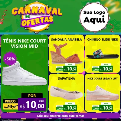 Modelo de Rede Social para Feed Facebook com o tema Carnaval de Ofertas para Calçados