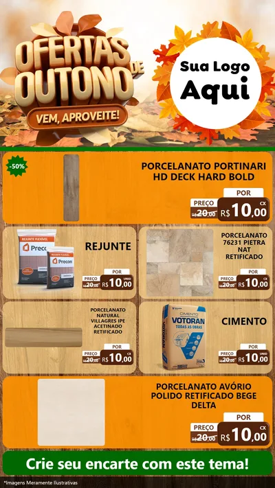 Modelo de TV para TV Vertical com o tema Ofertas de Outono - Vem, Aproveite! para Pisos e revestimentos