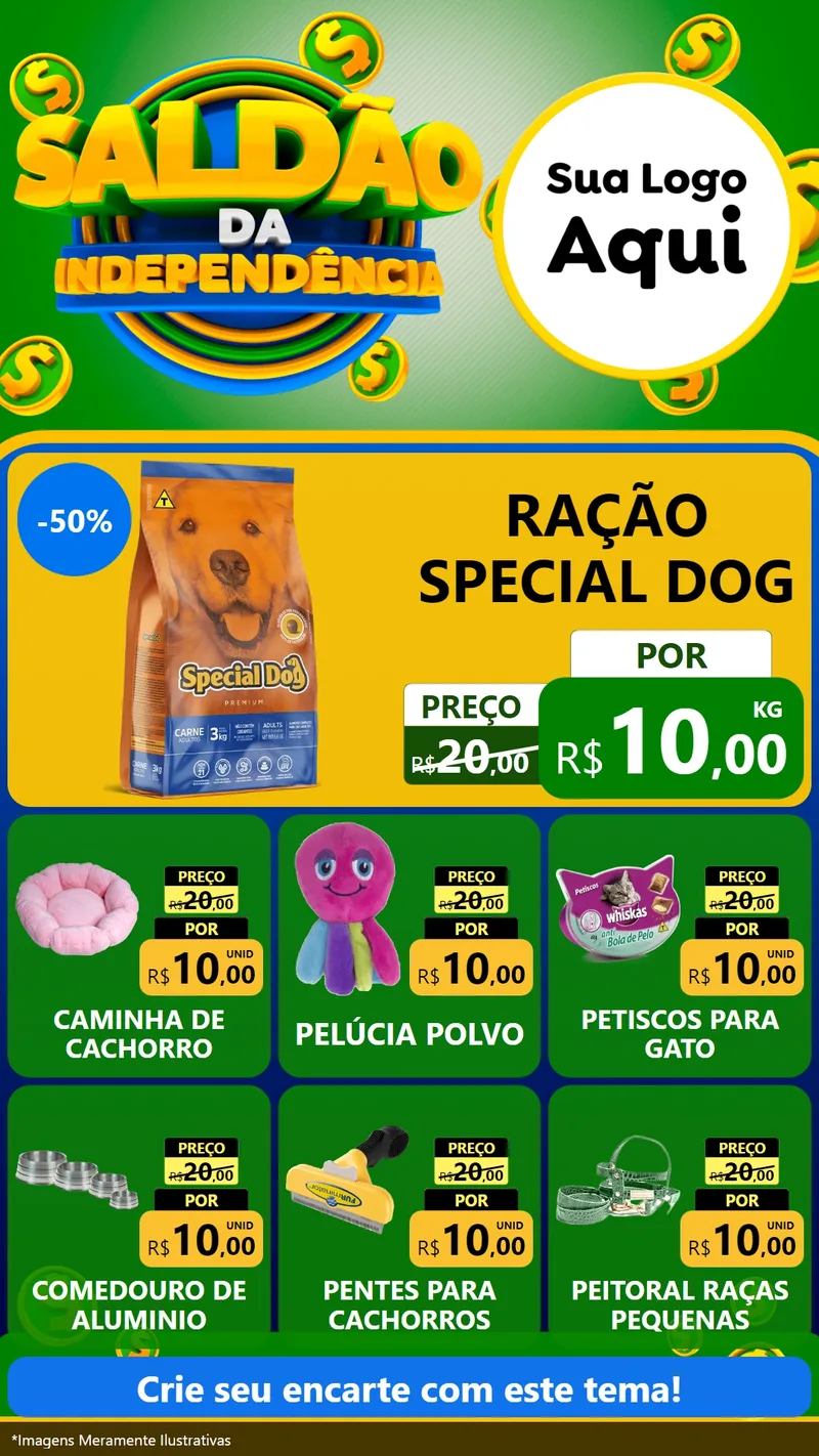 Modelo de Rede Social para Stories com o tema Saldão da Indepêndencia para Pet Shop