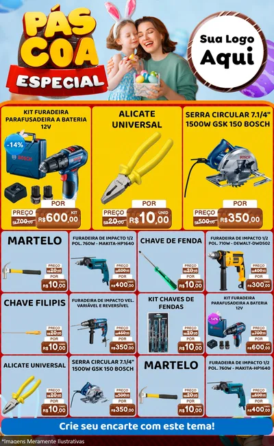 Modelo de Encarte para Encarte Grande com o tema Páscoa Especial para Maquinas e Ferramentas