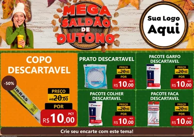 Modelo de Encarte para Encarte A4 Horizontal com o tema Mega Saldão de Outono para Embalagens