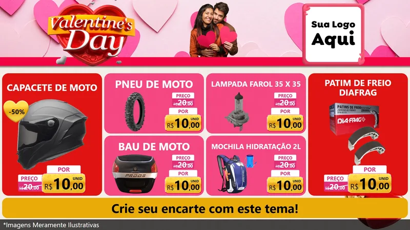 Modelo de TV para TV Horizontal com o tema Valentine's Day para Moto peças
