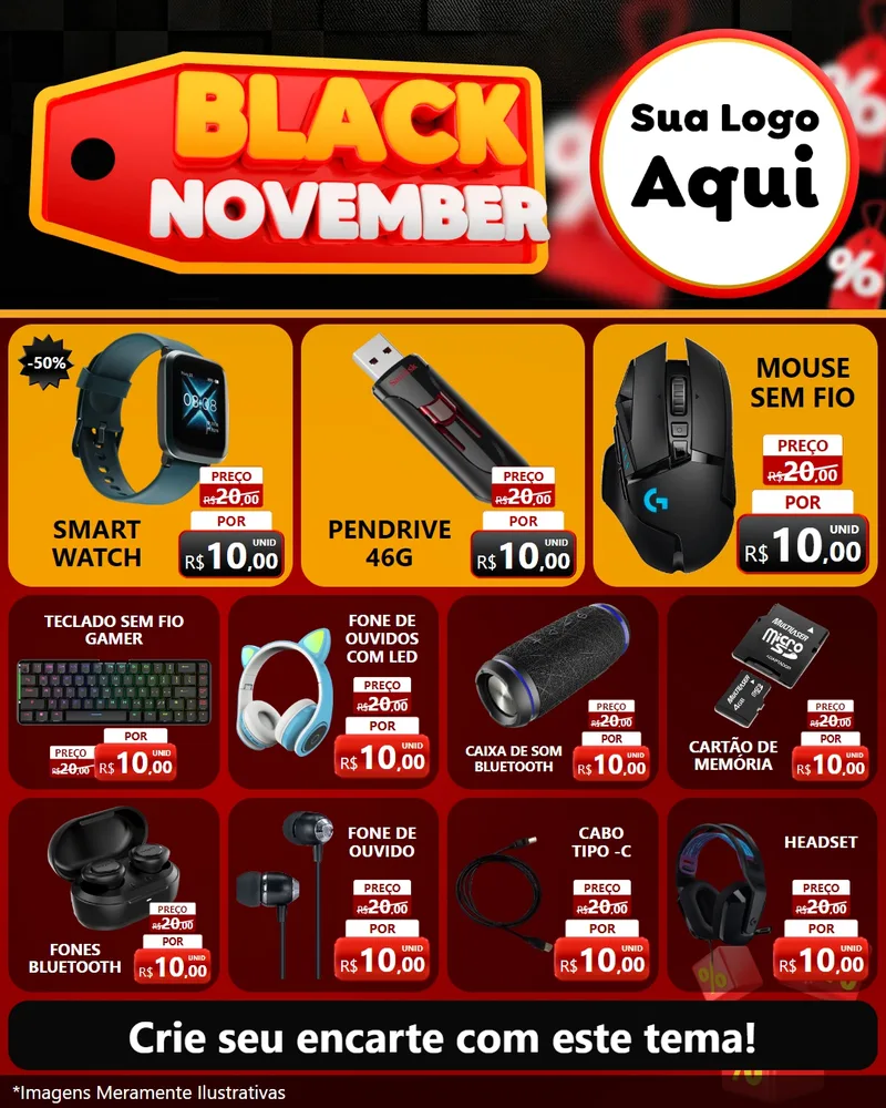 Modelo de Rede Social para Feed Instagram com o tema Black November para Informática