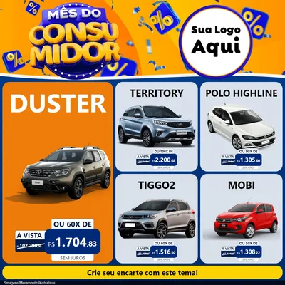 Modelo de Rede Social para Feed Facebook com o tema Mês do Consumidor para Concessionaria de Carros