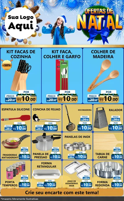 Modelo de Encarte para Encarte Grande com o tema Ofertas de Natal para Utilidades Domésticas