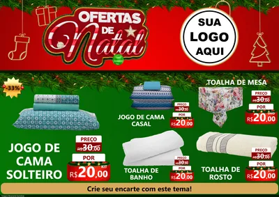Modelo de Encarte para Encarte A4 Horizontal com o tema Ofertas de Natal para Cama, Mesa e Banho