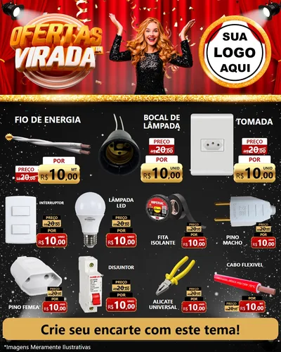 Modelo de Rede Social para Feed Instagram com o tema Ofertas da Virada para Materiais Elétricos