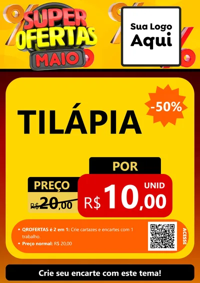 Modelo de Cartaz para Cartaz A4 Vertical com o tema Super Ofertas Maio para Peixaria