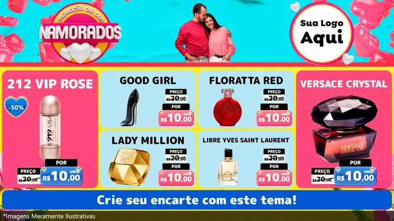 Modelo de TV para TV Horizontal com o tema Promoção Dia dos Namorados para Perfumes