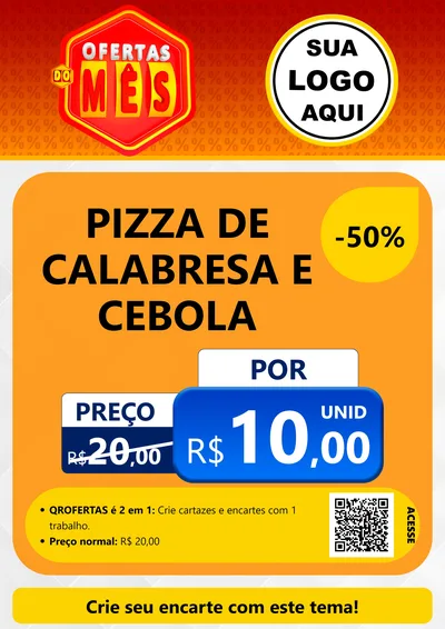 Modelo de Cartaz para Cartaz A4 Vertical com o tema Ofertas do Mês para Pizzaria