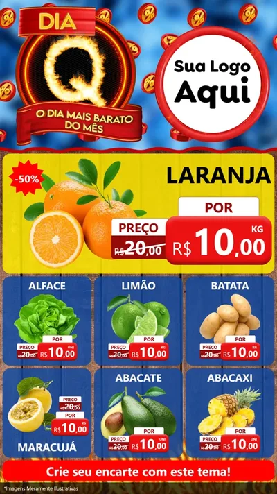 Modelo de Rede Social para Stories com o tema Dia Q - O Dia Mais Barato Do Mês para Hortifrúti