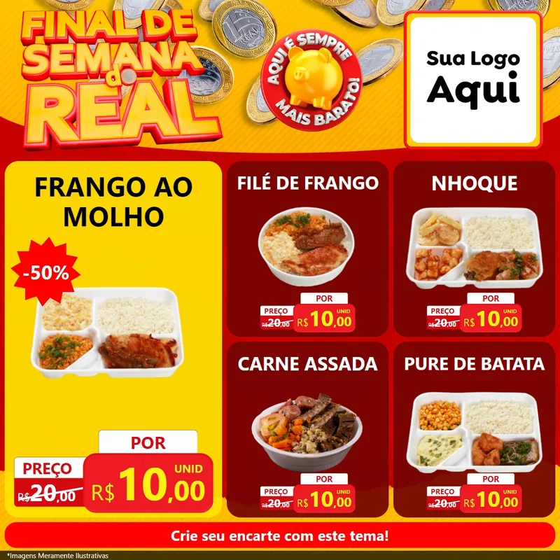 Modelo de Rede Social para Feed Facebook com o tema Final de Semana do Real para Restaurante