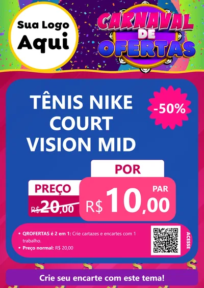 Modelo de Cartaz para Cartaz A4 Vertical com o tema Carnaval de Ofertas para Calçados