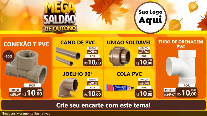 Modelo de TV para TV Horizontal com o tema Mega Saldão de Outono para Tubos e conexões