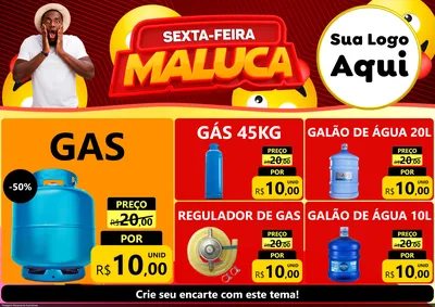 Modelo de Encarte para Encarte A4 Horizontal com o tema Sexta-feira Maluca para Água e gás