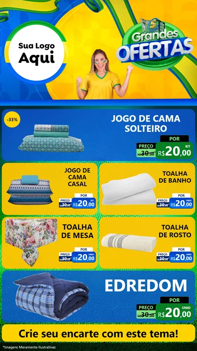 Modelo de TV para TV Vertical com o tema Grandes Ofertas para Cama, Mesa e Banho