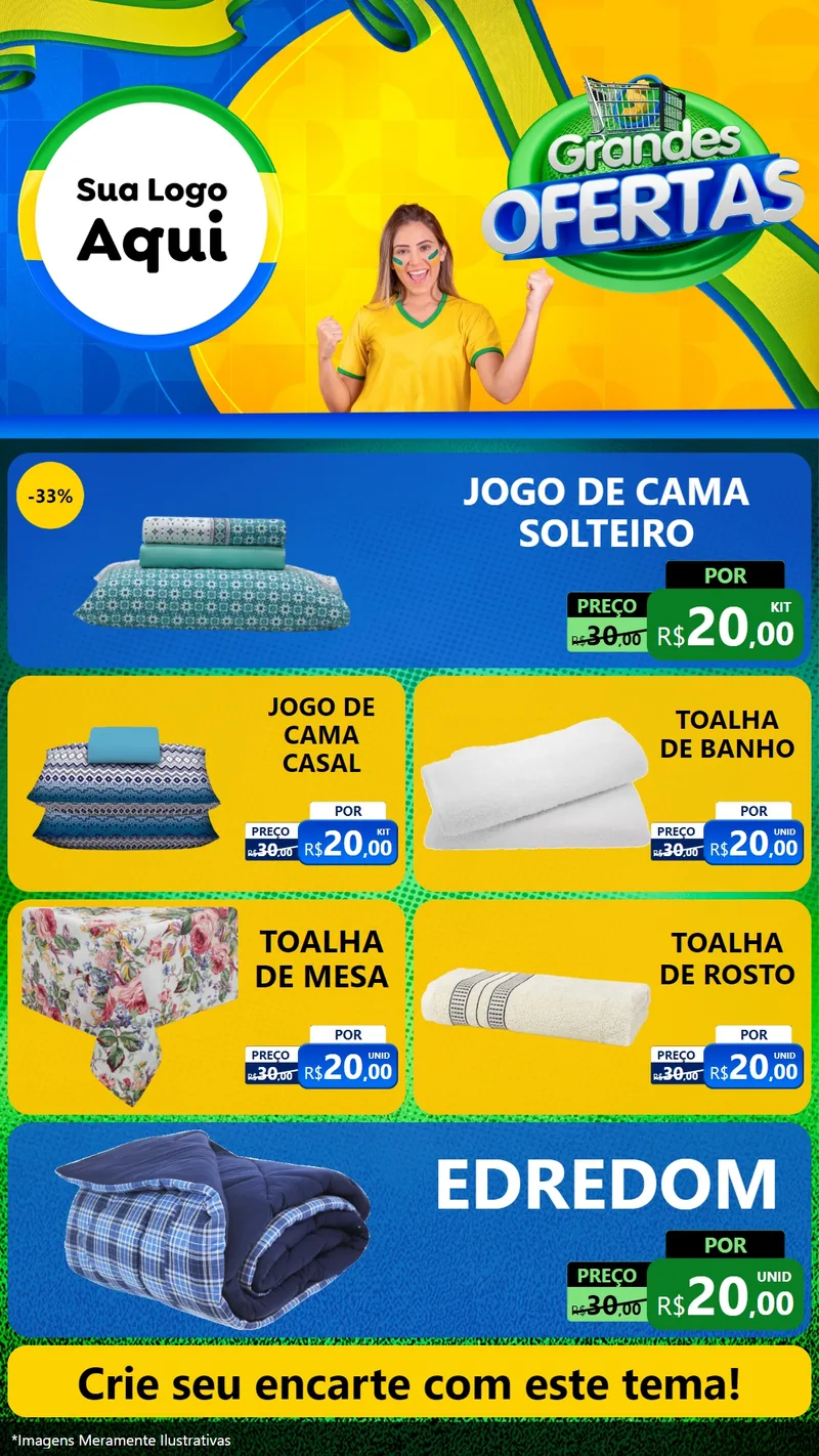 Modelo de TV para TV Vertical com o tema Grandes Ofertas para Cama, Mesa e Banho