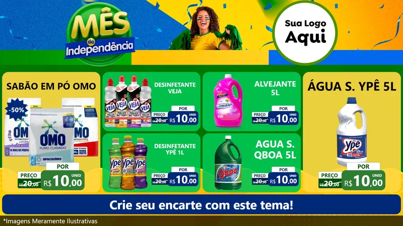 Modelo de TV para TV Horizontal com o tema Mês da Independência para Produtos de Limpeza