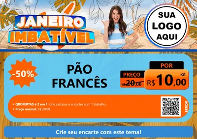 Modelo de Cartaz para Cartaz A4 Horizontal com o tema Janeiro Imbatível para Padaria