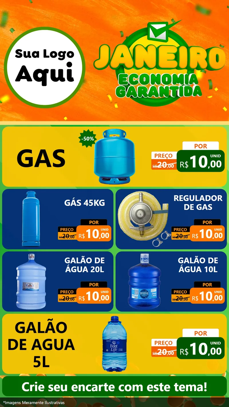 Modelo de TV para TV Vertical com o tema Janeiro - Economia Garantida para Água e gás