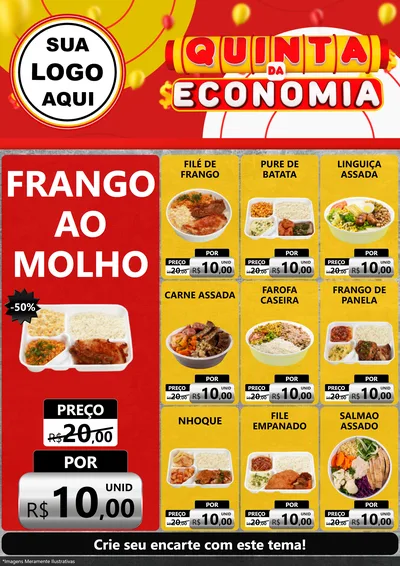 Modelo de Encarte para Encarte A4 Vertical com o tema Quinta da Economia para Restaurante
