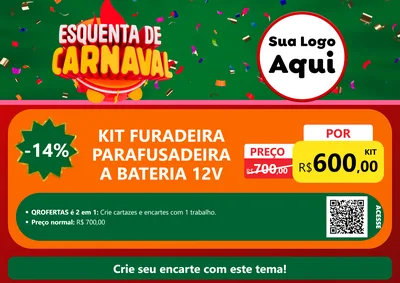 Modelo de Cartaz para Cartaz A4 Horizontal com o tema Esquenta de Carnaval para Maquinas e Ferramentas