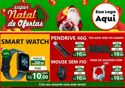 Modelo de Encarte para Encarte A4 Horizontal com o tema Super Natal de Ofertas para Informática