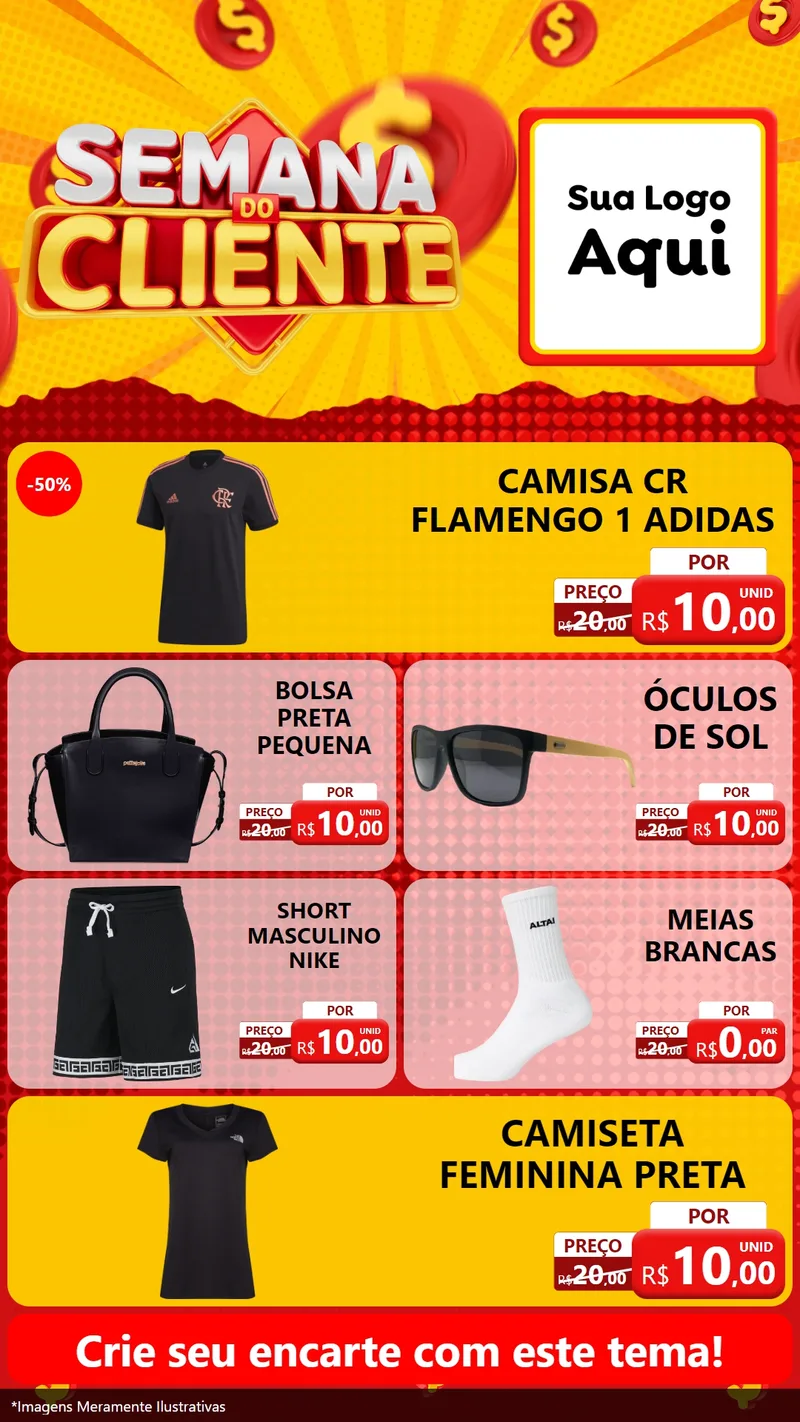 Modelo de TV para TV Vertical com o tema Semana do Cliente para Roupas e acessórios