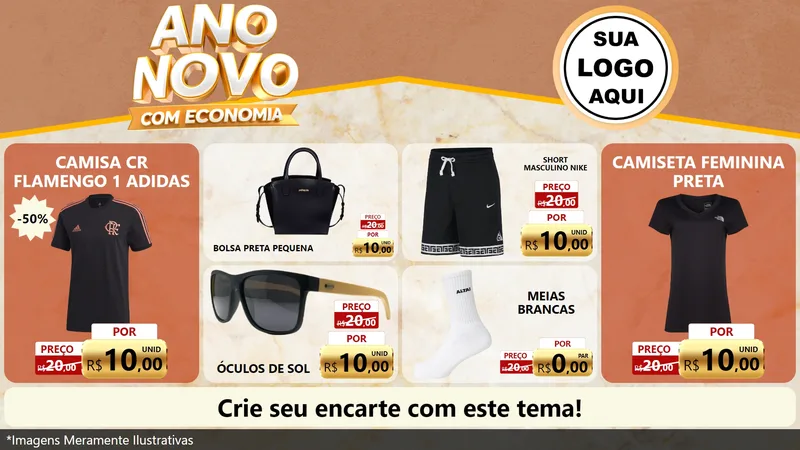 Modelo de TV para TV Horizontal com o tema Ano Novo Com Economia para Roupas e acessórios