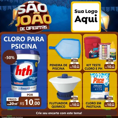 Modelo de Rede Social para Feed Facebook com o tema São João Ofertas Imbatíveis! - Junina para Produtos para Piscina
