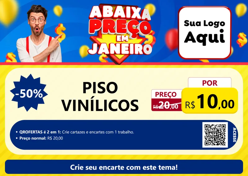 Modelo de Cartaz para Cartaz A4 Horizontal com o tema Abaixa Preço em Janeiro para Material para Construção