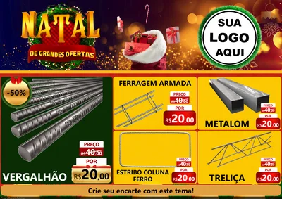 Modelo de Encarte para Encarte A4 Horizontal com o tema Natal de Grandes Ofertas para Ferragens