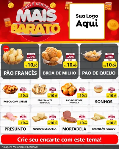 Modelo de Rede Social para Feed Instagram com o tema Mais Barato para Padaria