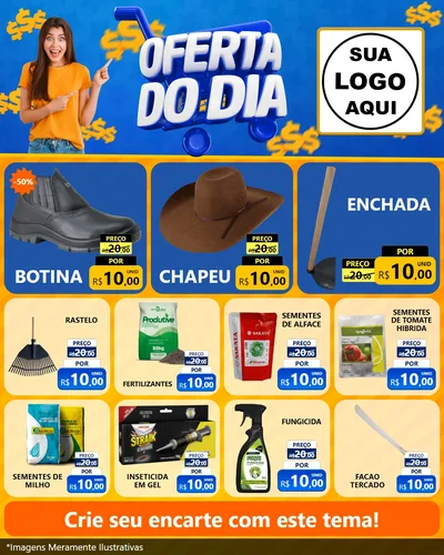 Modelo de Rede Social para Feed Instagram com o tema Oferta do Dia para Agropecuária