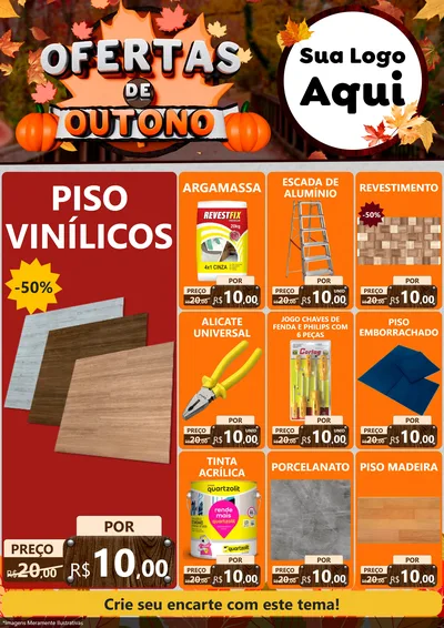 Modelo de Encarte para Encarte A4 Vertical com o tema Ofertas de Outono para Material para Construção