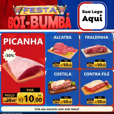 Modelo de Rede Social para Feed Facebook com o tema Festa Boi Bumbá para Açougue