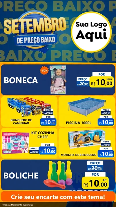 Modelo de TV para TV Vertical com o tema Setembro De Preço Baixo para Brinquedos