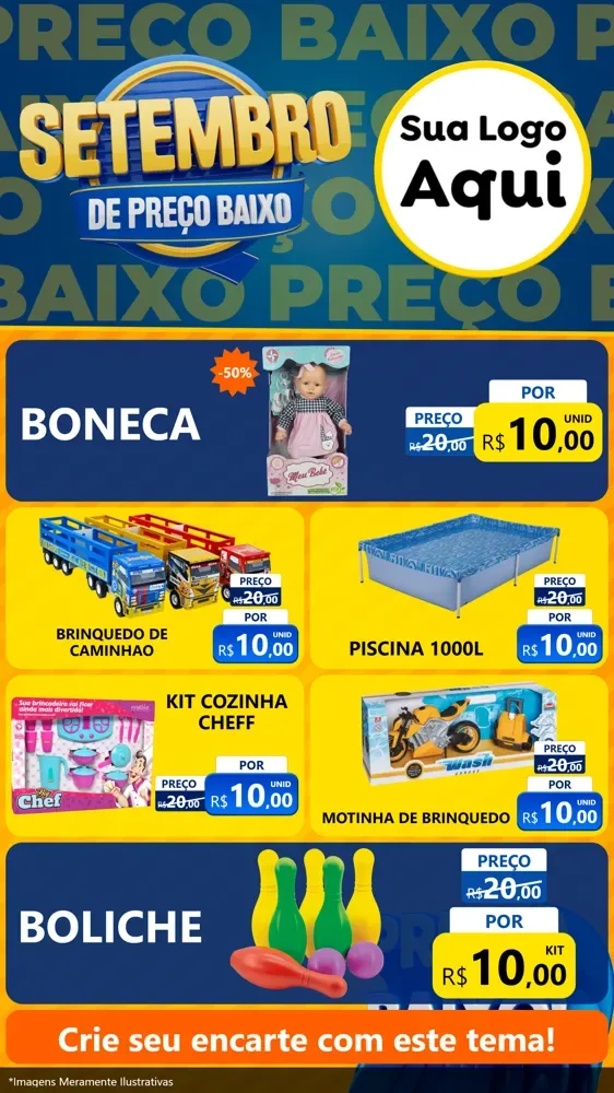 Modelo de TV para TV Vertical com o tema Setembro De Preço Baixo para Brinquedos
