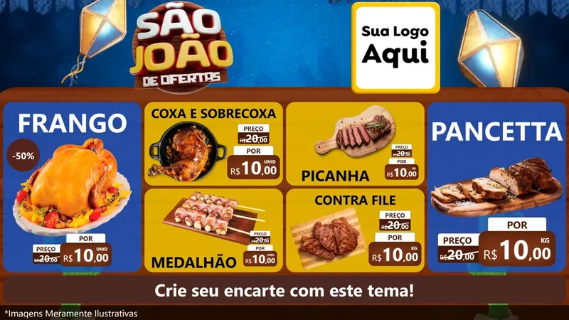 Modelo de TV para TV Horizontal com o tema São João Ofertas Imbatíveis! - Junina para Assados