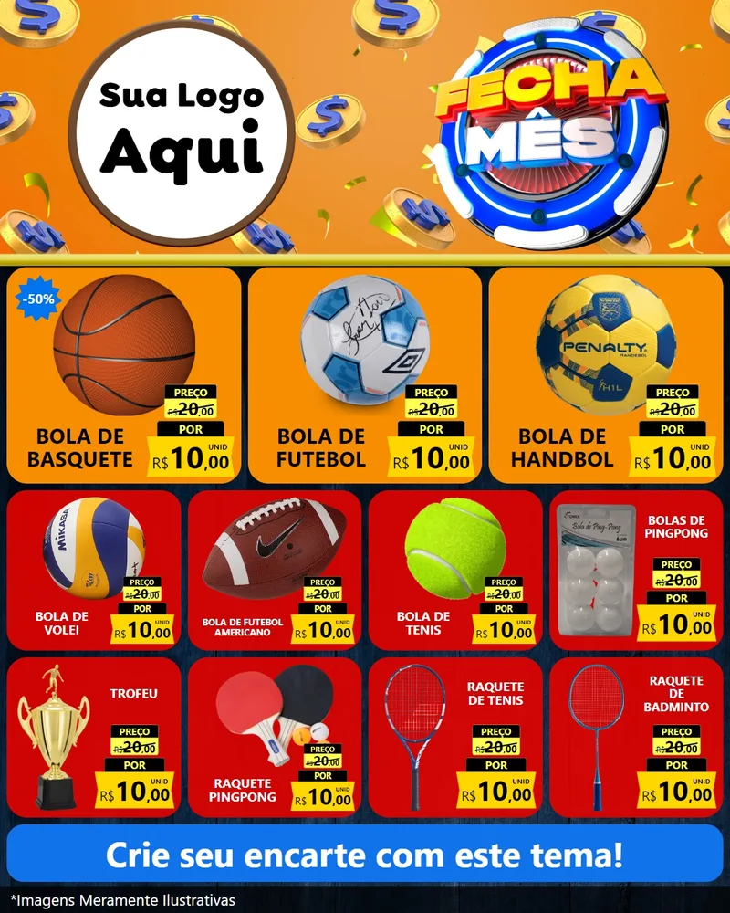 Modelo de Rede Social para Feed Instagram com o tema Fecha Mês para Artigos Esportivos