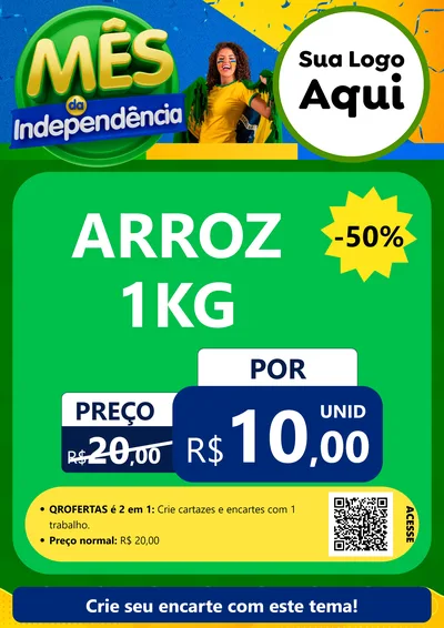 Modelo de Cartaz para Cartaz A4 Vertical com o tema Mês da Independência para Supermercado