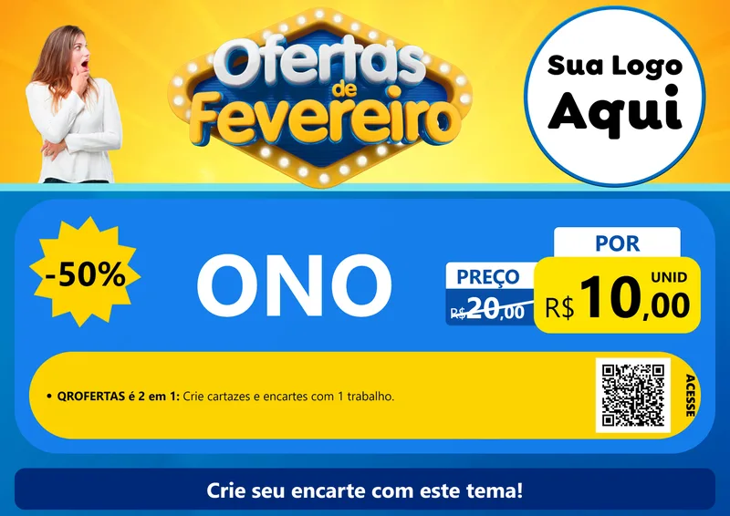 Modelo de Cartaz para Cartaz A4 Horizontal com o tema Ofertas de Fevereiro para Óticas
