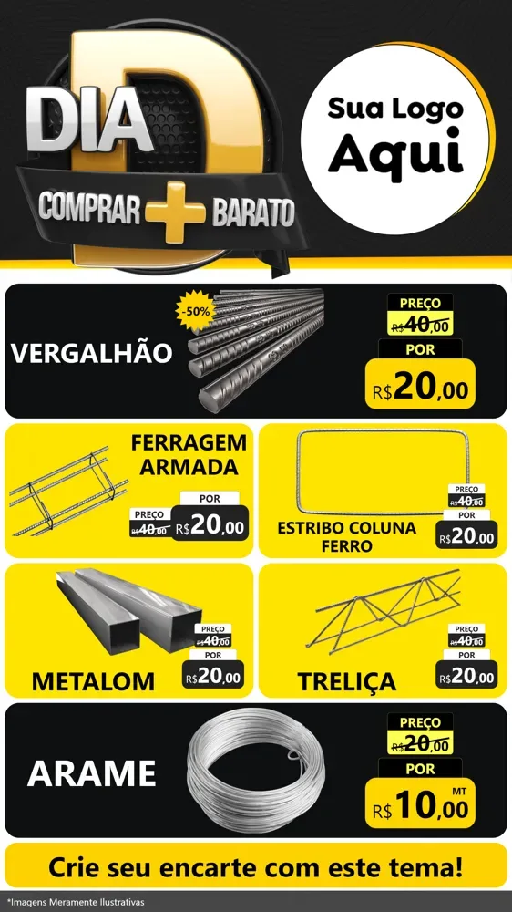 Modelo de TV para TV Vertical com o tema Dia D Mais Economia para Ferragens