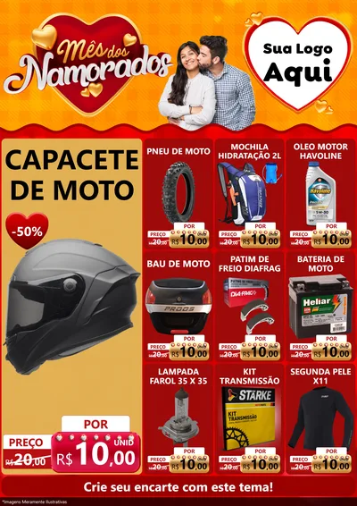 Modelo de Encarte para Encarte A4 Vertical com o tema Mês dos Namorados para Moto peças