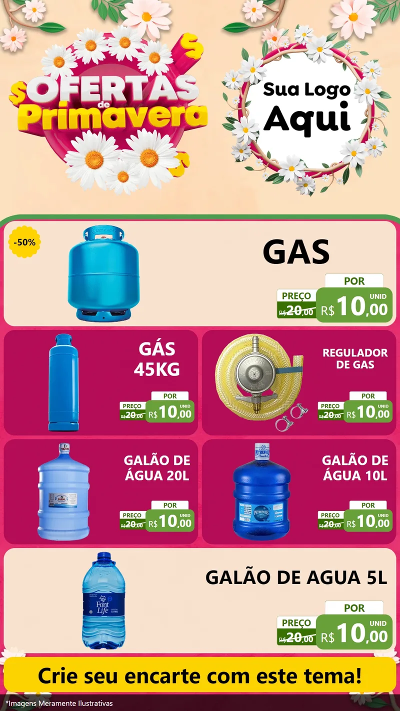 Modelo de TV para TV Vertical com o tema Ofertas de Primavera para Água e gás