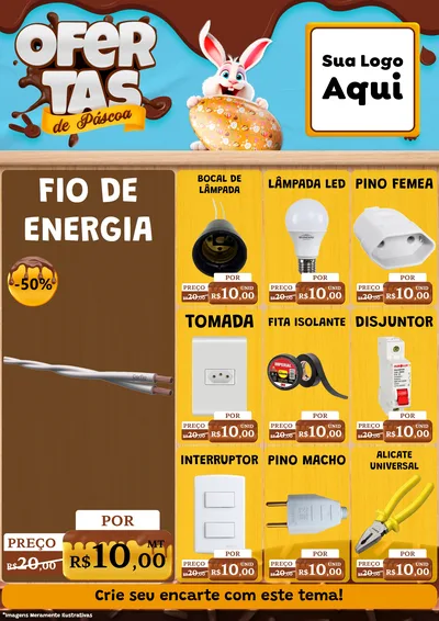 Modelo de Encarte para Encarte A4 Vertical com o tema Ofertas de Páscoa para Materiais Elétricos
