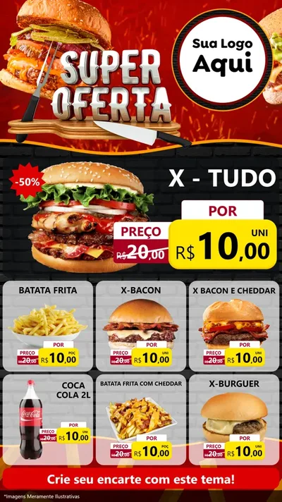 Modelo de Rede Social para Stories com o tema Super Oferta - Lanches para Hamburgueria